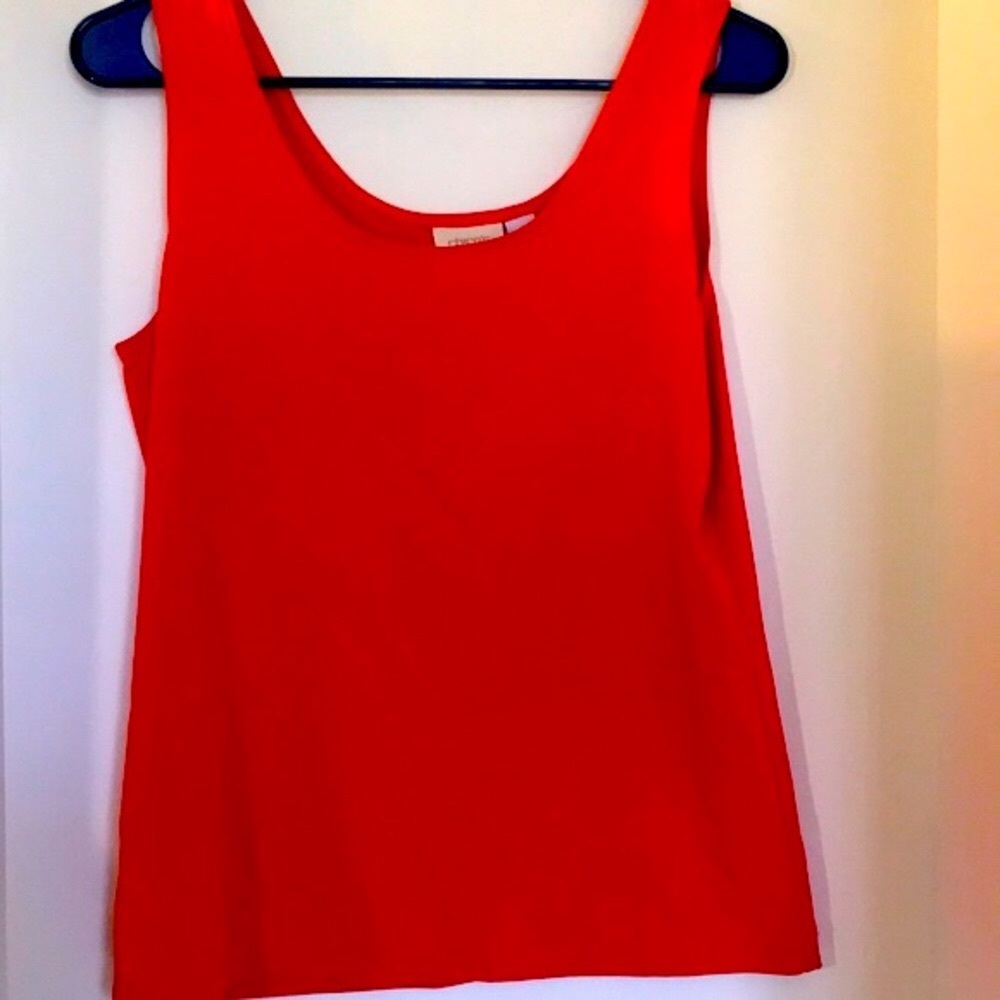 Chico’s tank top size medium red orange wide straps summer layering festival